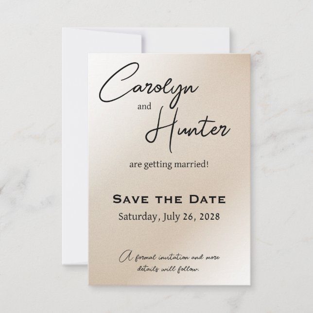 Save The Date Élégant Mariage blanc (Devant)