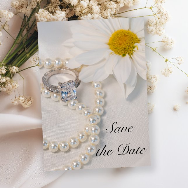 Save The Date Elégant mariage blanc marguerite Enregistrer la da (Créateur téléchargé)
