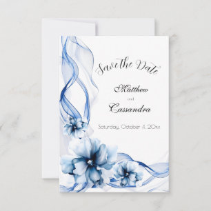 Save The Date Elégant Mariage bleu bleu marine
