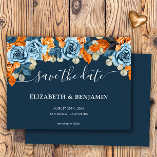 Save The Date Elégant Mariage Boho Marine Bleu Et Rust Terracota