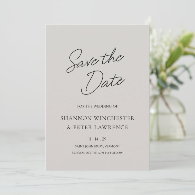 Save The Date Élégant Mariage classique gris (Debout devant)