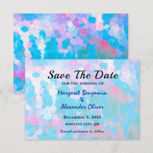 Save The Date Elégant Mariage couleur  bleu rose