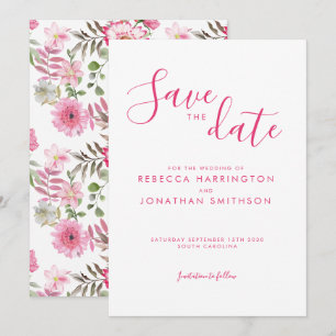 Save The Date Élégant Mariage d'aquarelle rose