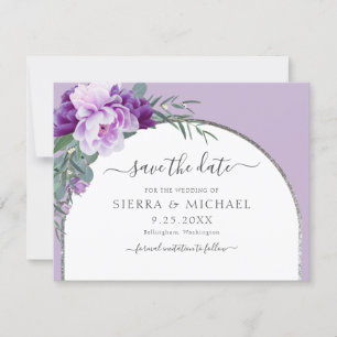 Save The Date Élégant Mariage d'arche d'Arche d'Argent Floral Pu