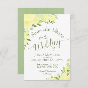 Save The Date Elégant Mariage de Boho Floral Jaune