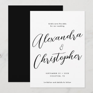 Save The Date Élégant Mariage de calligraphie Fiançailles