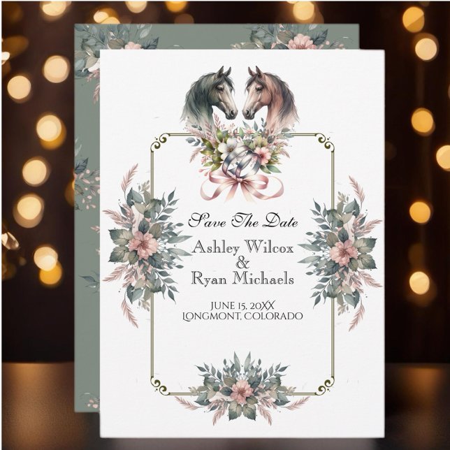Save The Date Élégant Mariage de cheval de printemps (Enjoy this beautiful collection of elegant watercolor designs.)