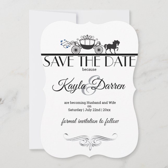 Save The Date Élégant Mariage de cheval et de buggy (Devant)