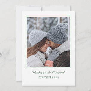 Save The Date Élégant Mariage de couronne végétale d'hiver vert
