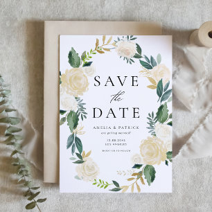 Save The Date Elégant Mariage de  de la couronne de fleurs d'ivo
