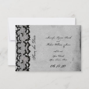 Save The Date Élégant mariage de dentelle gothique de chauve-sou