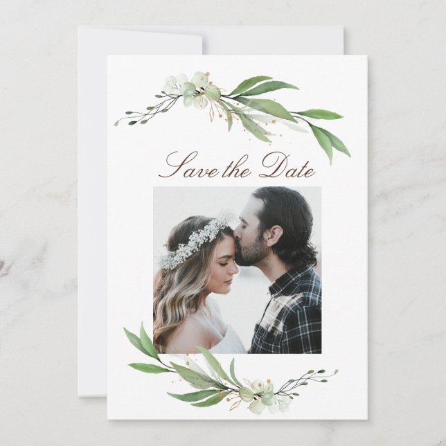 Save The Date Élégant Mariage de la photographie (Devant)