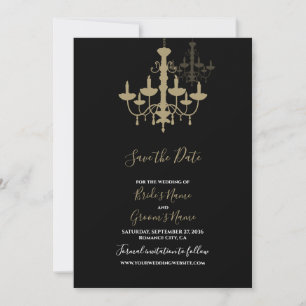 Save The Date Élégant Mariage de lustre noir or