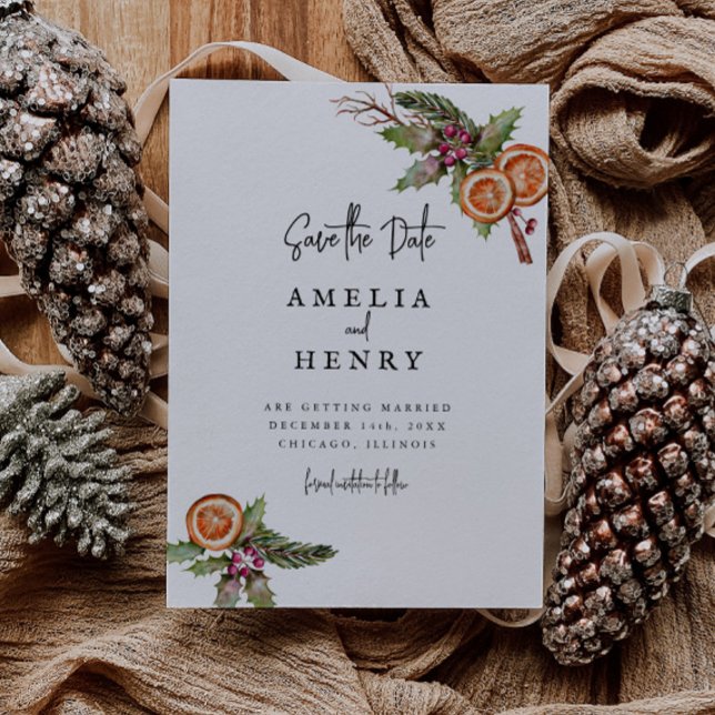 Save The Date Élégant Mariage de Noël Enregistrer La Date (Créateur téléchargé)