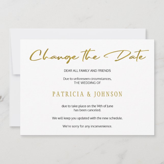 Save The Date Elégant mariage de parties scintillant or changer  (Devant)