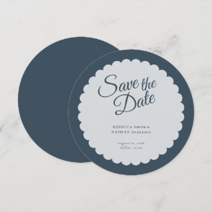 Save The Date Élégant Mariage de script bleu foncé