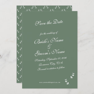 Save The Date Élégant Mariage de script en vert d'olive Sage for
