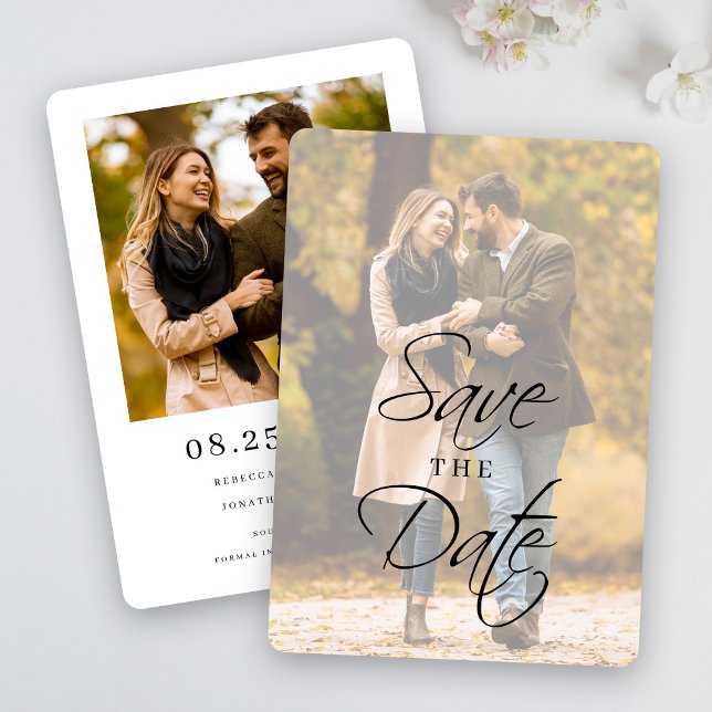 Save The Date Élégant Mariage de script moderne photo (Créateur téléchargé)