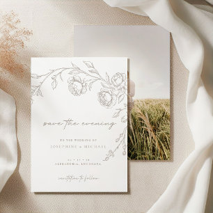 Save The Date Élégant Mariage de Soirée Sépia à Sauvegarder