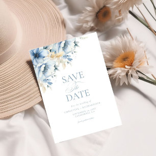 Save The Date Élégant Mariage de trame géométrique Floral bleu