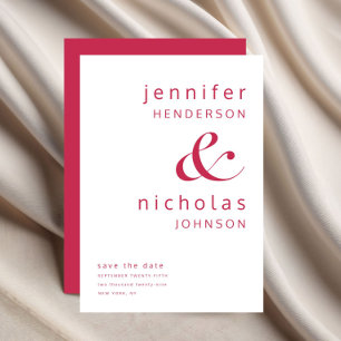 Save The Date Élégant Mariage de typographie magenta