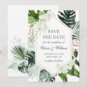 Save The Date Elégant Mariage de verdure Bohème Orchidée Blanche