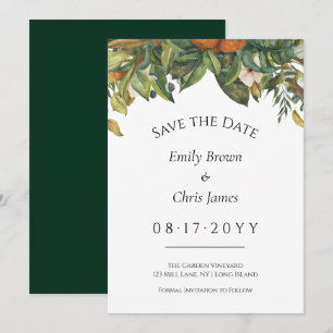 Save The Date Élégant Mariage de verdure des agrumes botaniques