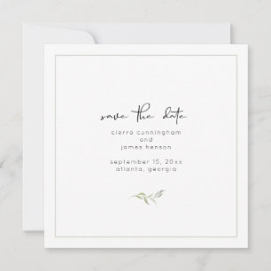 Save The Date Elégant Mariage de verdure noir et blanc
