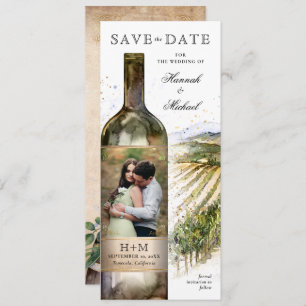 Save The Date Elégant Mariage de vignoble aquarelle