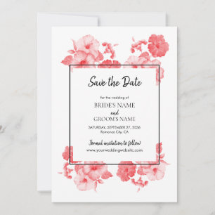Save The Date Elégant Mariage d'hibiscus aquarelle