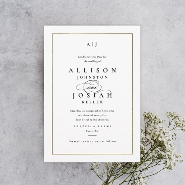 Save The Date Élégant Mariage d'or Monogram (Créateur téléchargé)