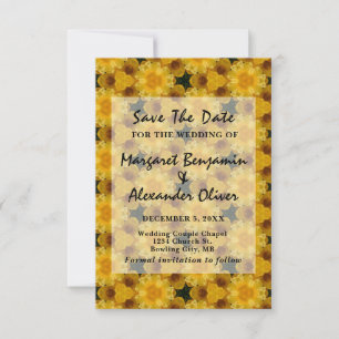 Save The Date Elégant mariage Fleurs Jaunes Motif Personnalisé E