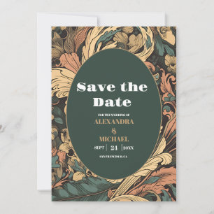 Save The Date Élégant Mariage Floral Art Nouveau