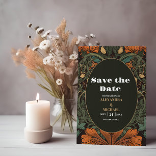 Save The Date Élégant Mariage Floral Art Nouveau