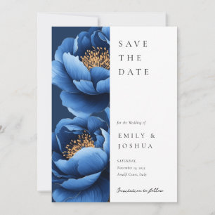 Save The Date Elégant Mariage floral bleu marine