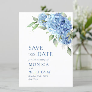 Save The Date Élégant Mariage floral Blue Hydrangea