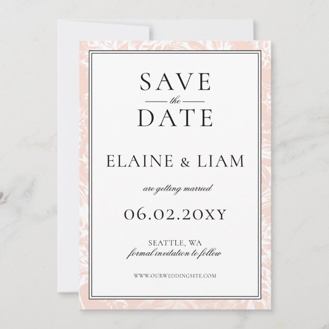 Save The Date Élégant Mariage floral brillant Monogram (Devant)