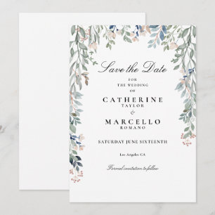 Save The Date Élégant mariage floral de fleurs sauvages de scrip