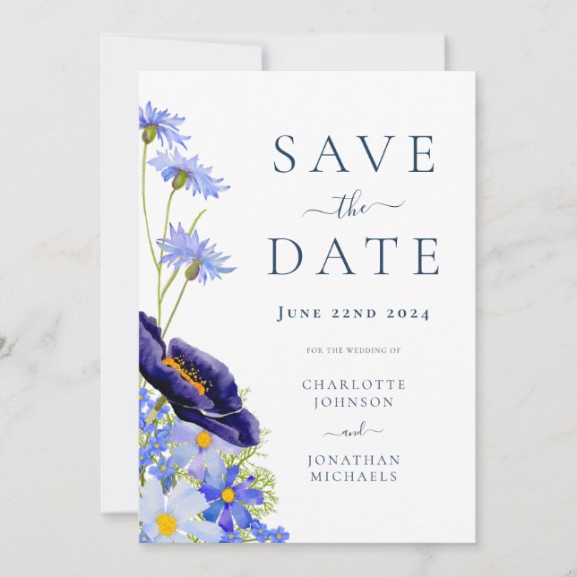 Save The Date Élégant Mariage floral d'été (Devant)