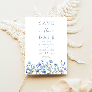 Save The Date Élégant Mariage floral Dusty Blue