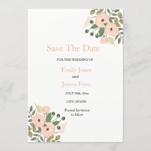Save The Date Élégant Mariage Floral Enregistrer La Date Invitat