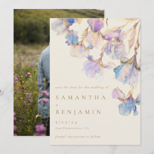 Save The Date Elégant Mariage Floral Iris