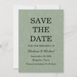 Save The Date Élégant Mariage Floral Ornate Sage Vert