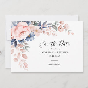 Save The Date Élégant Mariage floral rose