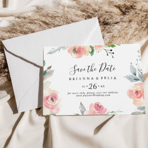 Save The Date Élégant Mariage floral rose pâle