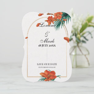 Save The Date Élégant Mariage floral tropical