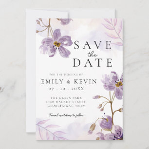 Save The Date Élégant Mariage floral violet clair