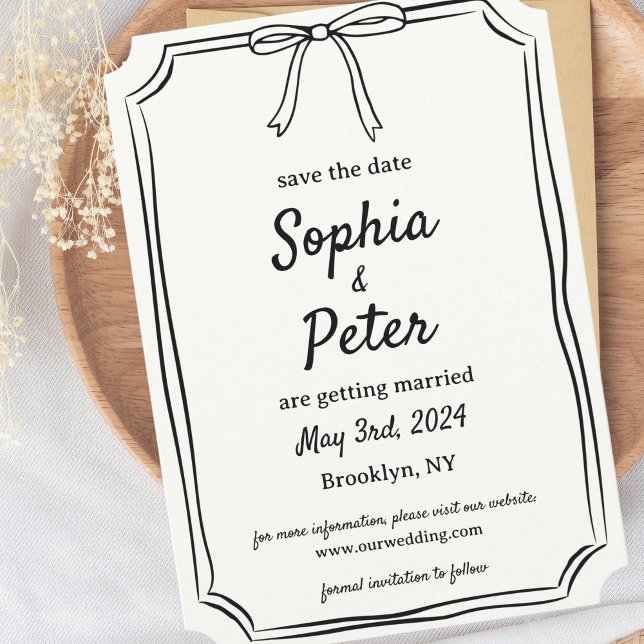 Save The Date Élégant Mariage intemporel Coquette à main (Créateur téléchargé)