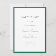 Élégant Mariage minimaliste Emerald Green Sauvez L