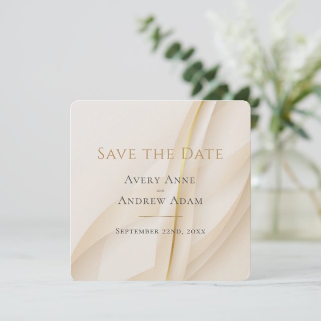 Save The Date Élégant Mariage Moderne Abstrait Enregistrer La Da (Debout devant)